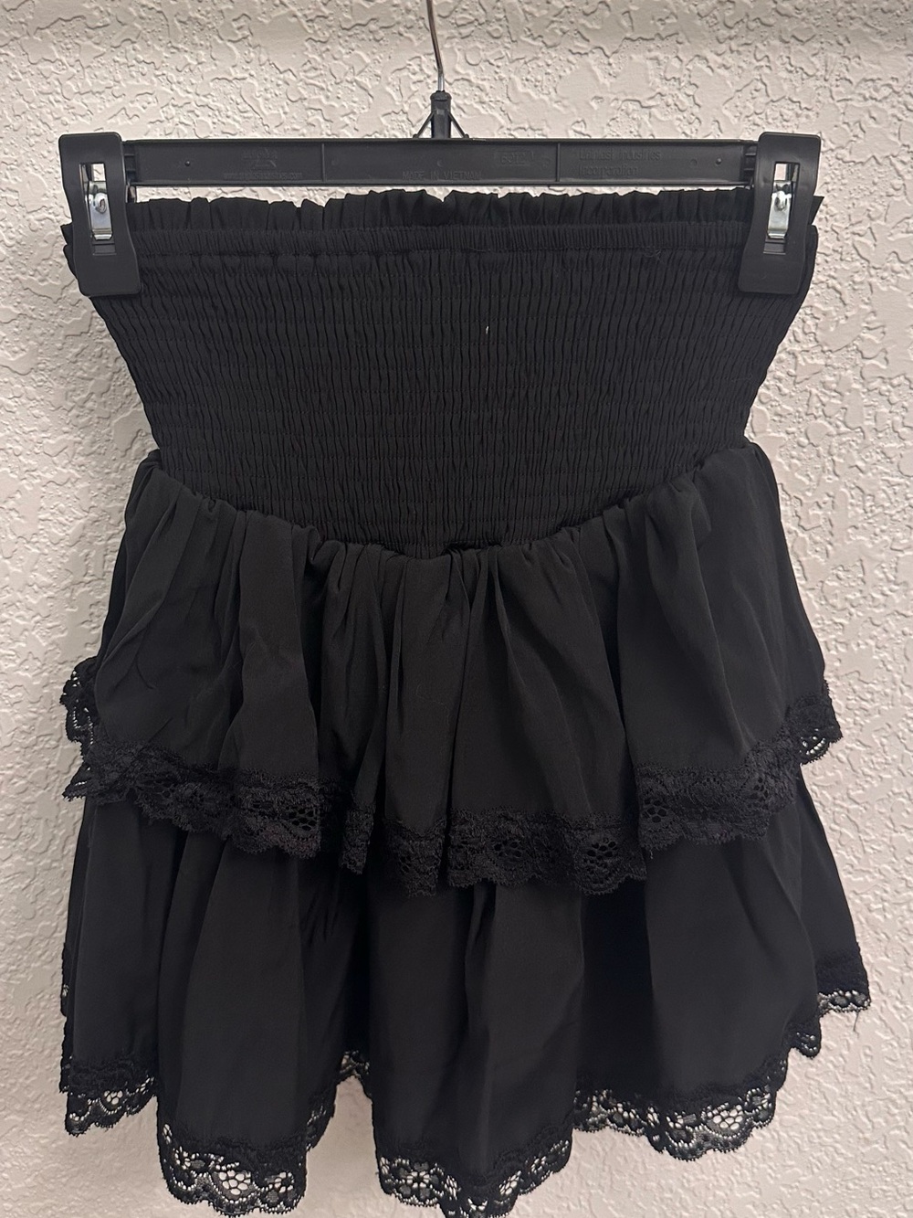 Black Tiered Lace Mini Skirt